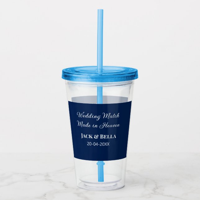 Bröllop Match gjord i himmelens bröllop gynnar blå Take Away Mugg (Framsida)