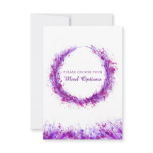 Bröllop-matsalternativ lila stänk djurutrymmets 