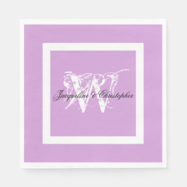 Bröllop Mauve Modern Chic Monogram Namn Papper Pappersservett