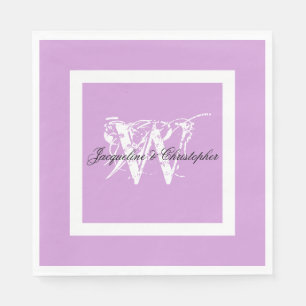 Bröllop Mauve Modern Chic Monogram Namn Papper Pappersservett