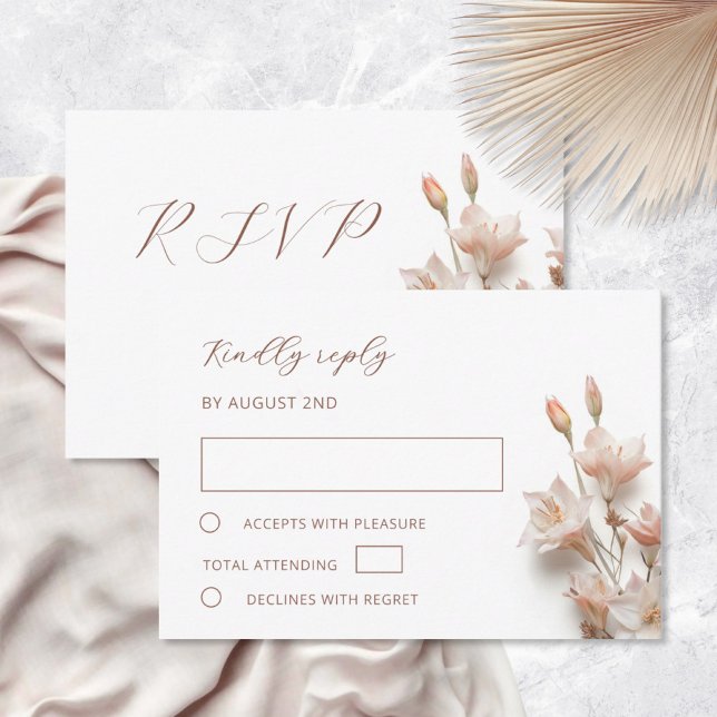 Bröllop med 3D Boho blommor i rosaton OSA Kort (Skapare uppladdad)