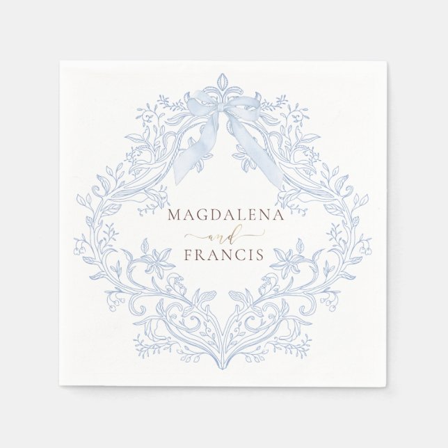 bröllop med akvarellblå vapen pappersservett (Framsidan)