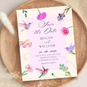 Bröllop med blomfåglar spara datumet