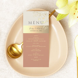 Bröllop med blomguld och terrakotta meny