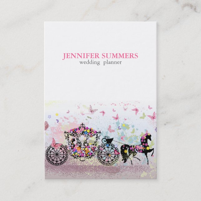 Bröllop med blommor och hästar visitkort (Framsida)