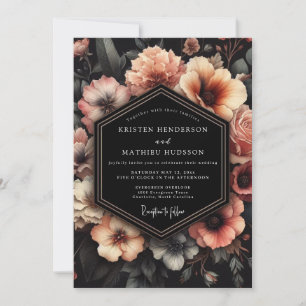 Bröllop med Blush Floral Chiaroscuro Inbjudningar