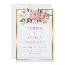 Bröllop med Blush Peony Guld Folie Ram