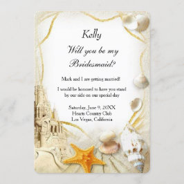 Bröllop med brudtärna-inbjudan till slott på stran inbjudningar