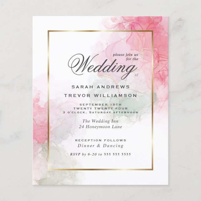 Bröllop med Budget Sage Rose Pink Alkoholbläck (Framsida)