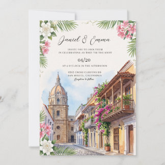 Bröllop med Cartagena Colombias skyline Inbjudningar