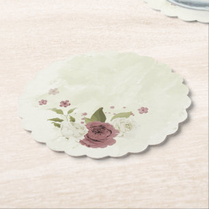 bröllop med dammiga ros vita blommor underlägg papper