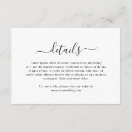 Bröllop med enkel svart och vit Elegant Tilläggskort