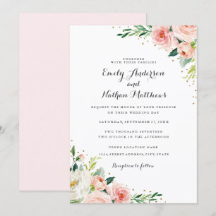 Bröllop med Floral Gold Rouge Inbjudningar