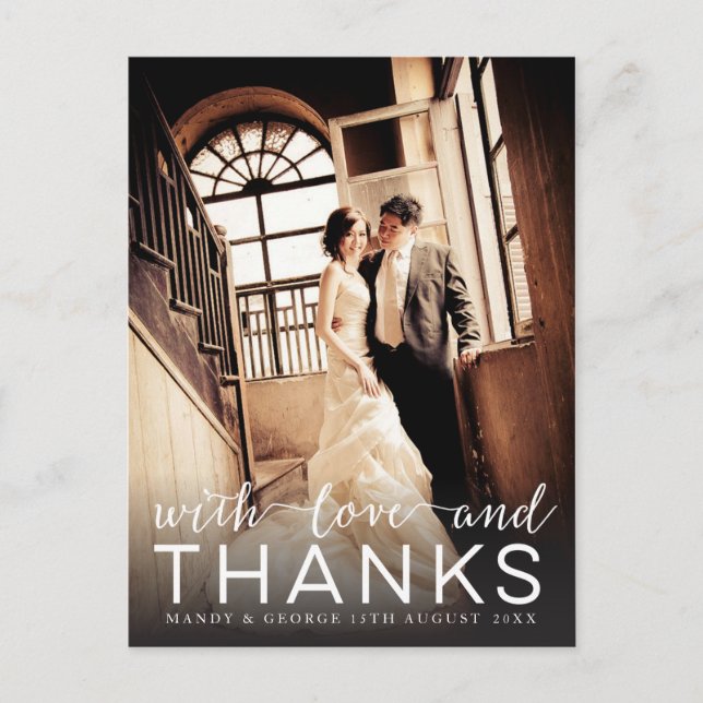 Bröllop med Kärlek och tack - vykort för foto (Framsida)
