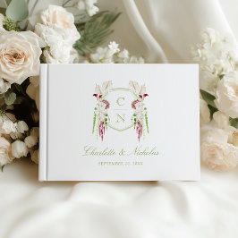 Bröllop med kaskad blommonogram-krön gästböcker