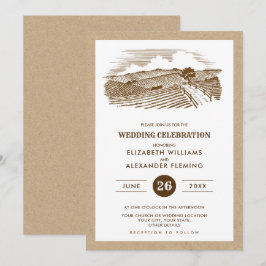 Bröllop med lantlig stil kraftpapper rustic inbjudningar