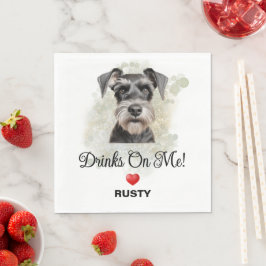 Bröllop med miniatyr schnauzer drink servietter pappersservett