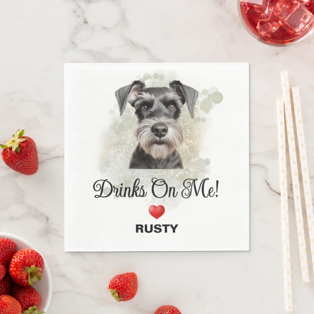 Bröllop med miniatyr schnauzer drink servietter pappersservett (Insitu)