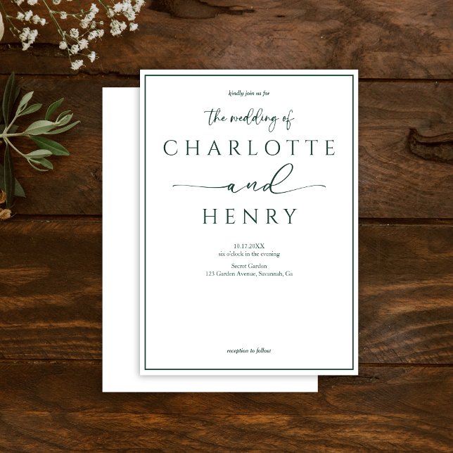 Bröllop med minimalistiskt Modern Calligraphy Inbjudningar (Skapare uppladdad)