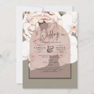 Bröllop med modern blomsterbåge i Heritage Blush T Inbjudningar