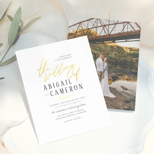 Bröllop med modern rustic förgylld text fotografi