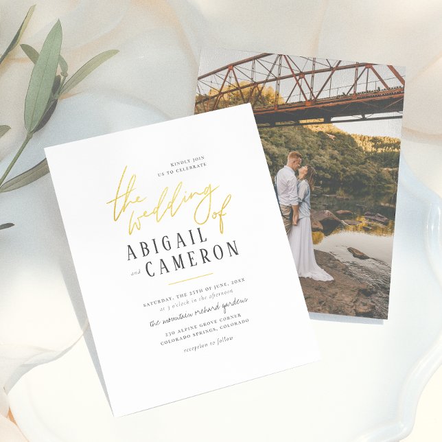 Bröllop med modern rustic förgylld text fotografi (Skapare uppladdad)
