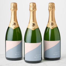 Bröllop med modernt elegant monogram i dammigt blå