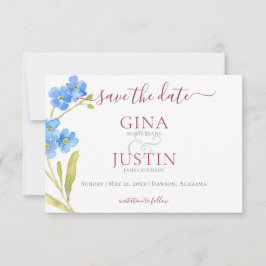 Bröllop med nejlikor & förgätmigejer spara datumet