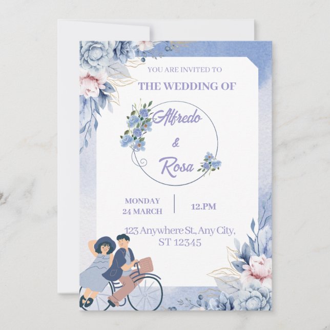 Bröllop med platta Helgdag Julkort (Framsida)