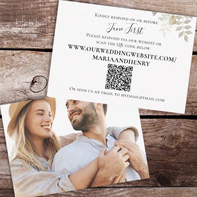 Bröllop med QR-kod Elegant Burgundy-svar Tilläggskort (Skapare uppladdad)