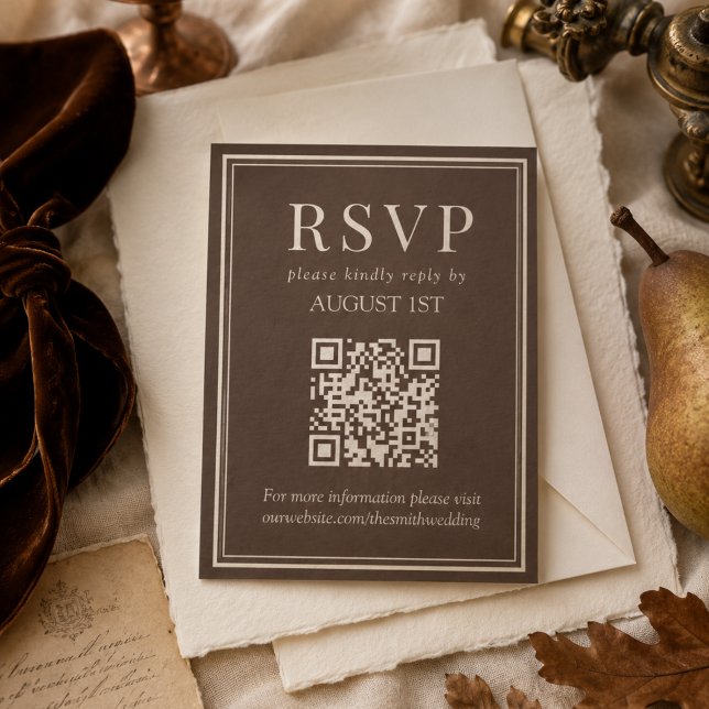 Bröllop med QR-kod för Heirloom Harvest OSA Kort (Heirloom Harvest QR Code Wedding RSVP Card)
