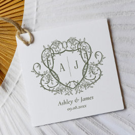 Bröllop med Rambling Rose Sage Monogram Crest Gåvor Etiketter