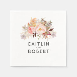 Bröllop med rosa elegant blomster pappersservett