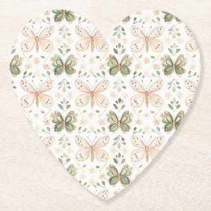 Bröllop med rosa mintgröna fjärilar underlägg papper