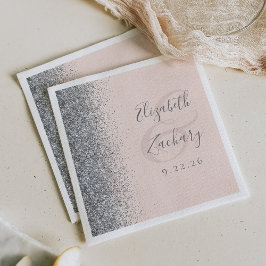 Bröllop med rosa silverglitter pappersservett