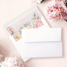 Bröllop med Rosa Vattenfärg Blommor och Grönska