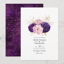 Bröllop med rosablom och violetta blommor