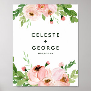 Bröllop med rosablommig blomsterkrans poster