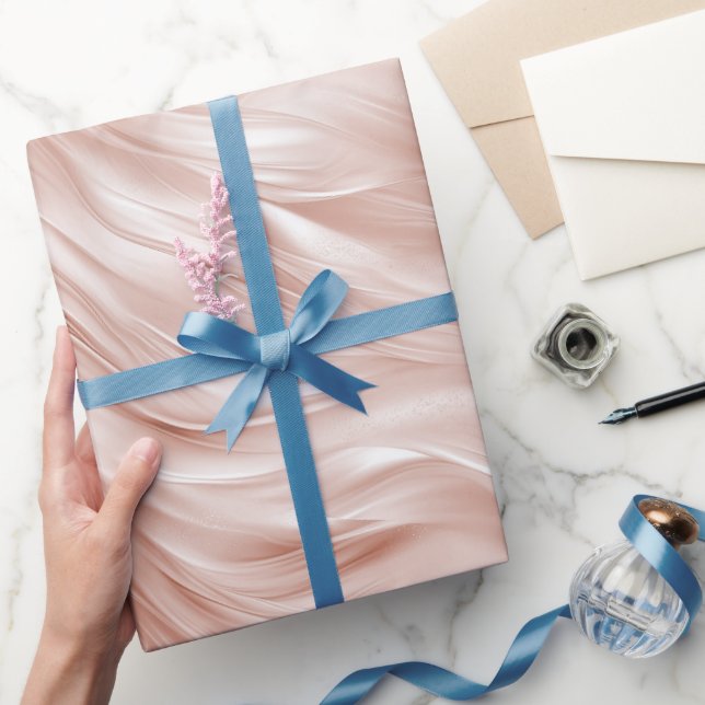 Bröllop med rosablommiga vågiga streck presentpapper (Gifting)