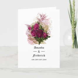 Bröllop med rosabrändy guld shabby stil program