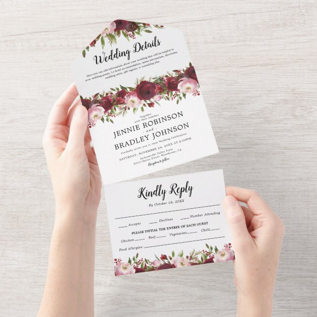 Bröllop med rosaburgunder blomster (Tearaway)