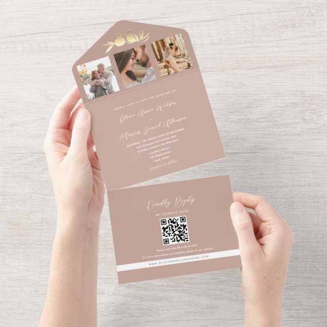 Bröllop med roséguld älsklingar Foto QR-kod (Tearaway)