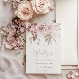 Bröllop med skiftande rosa och dammig rosa boho-t Inbjudningar