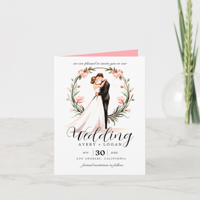 bröllop med två vattenfärger inbjudan (Framsida)
