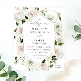 Bröllop med vita blommor på budget flygblad