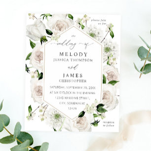 Bröllop med vita blommor på budget flygblad
