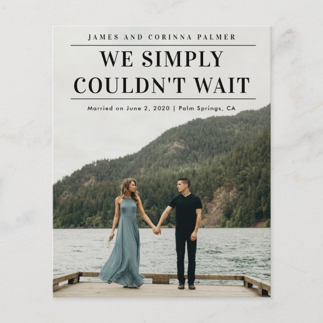 Bröllop Meddelande Budgeten Kunde Inte Vänta Foto (Framsida)