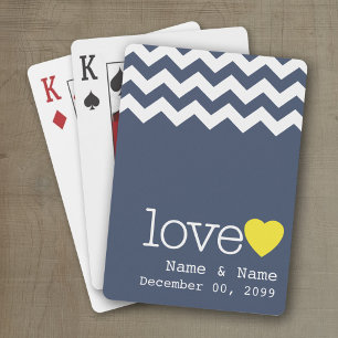 Bröllop Memento med modern chevron mönster Kortlek