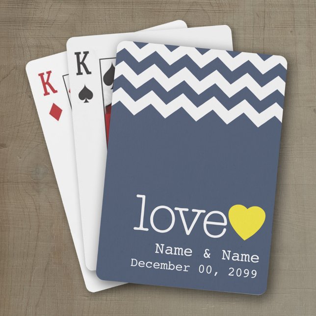Bröllop Memento med modern chevron mönster Kortlek (Wedding and Anniversary Playing Cards - Personalize with your information)