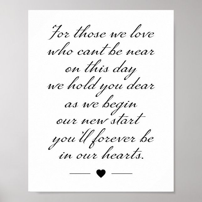 Bröllop Memorial-tecken Poster (Framsidan)